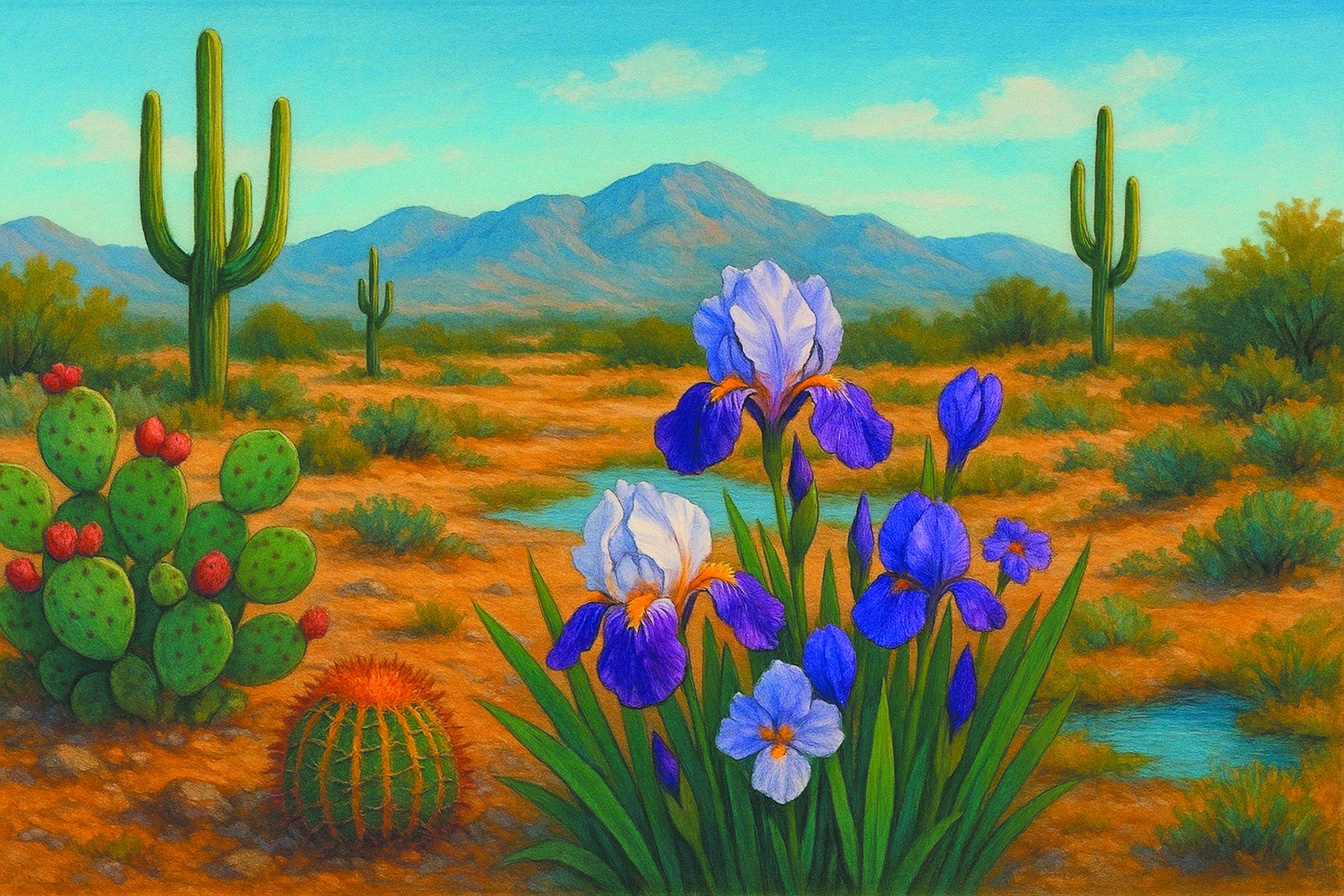 Desert iris artwork for Fall Trek flyer